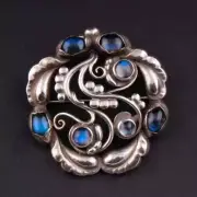 GEORG JENSEN Sterling Silver Moonlight Brooch #159 w. Moonstones, 3531541