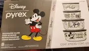 Pyrex Disney Decorated Glass Food Storage Pluto Donald Goofy Minnie 8 Total Pcs.
