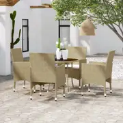 5 Piece Garden Dining Set Poly Rattan Beige vidaXL