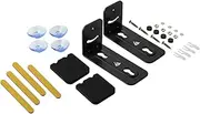 Sound Bar Wall Mounts - Metal Under TV Stand for Wall | Black Storage Shelf for 33 Pounds Sound Bar, Space Saving Brackets with Suction Cups, Double Sided Adhesive Strips