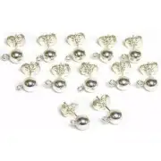 12 Sterling Silver 5mm Ball Stud Earrings & Ear Backs