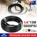 15M Sewer Jetter Kit for Pressure Washer 49FT Cleaner Hose 5800PSI NPT 1/4" Hose