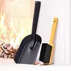 Fireplace Shovel Black Ash Shovel and Brush, Dustpan Set Small, Durable Stee...