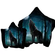 A Wolf Howls at a Moon Towel with Hood