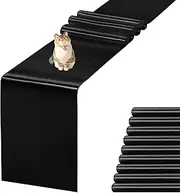 JEVIX 10 Pack Satin Table Runner 12 X 108 Inch Silk Table Runner for Party,Wedding, Birthday, Banquets,Decoration(Black)