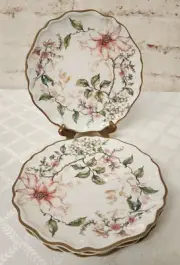 Keller-Charles Philadelphia Floral Melamine Plates Scalloped Edge Set of 4