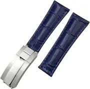 [FFHAO] Metal End Genuine Leather Watchbands for Rolex Daytona SUB Submariner GMT Master Yacht 20mm Watch Strap Green Blue Black Band 17.5-18.5cm Wrist