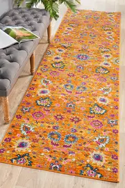 Abode Rug Culture Rust & Multi Floral Field Vintage Look Runner Rug