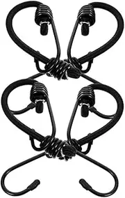 CHILDWEET 4pcs Elastic Bungee Straps with Carabiner Clips Durable Rubber Cords for Secure Fastening of Bicycles Motorcycles and Luggage Easy Installation for Camping and Outdoor Activities