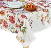 Printed Fabric Tablecloth,60"x84"Oval(6-8 ppl) FLOWERS & LEAVES,FALL BLOSSOMS,BM