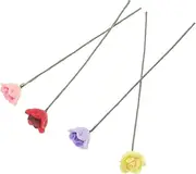 WESIEVYA 4pcs Miniature Rose Flower Model Artificial Floral Decoration for Dollhouse Micro Landscape DIY Projects Wire Mini Accessory for Home Decor