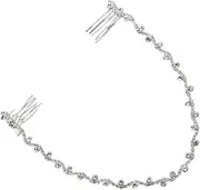 [Beatifufu] Bridal Rhinestone Hair Comb Wedding Headband Chain for Bride Bridesmaids