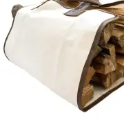 Handmade Bourbon Brown Canvas Firewood Bag with Leather Liner - Durable & Ele...