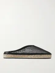 [TOTEME] TOTEME - Leather-trimmed Mesh Espadrille Mules - Black - IT36 IT 36 Black