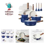 Ceramic Cookware Set, Non Stick Pots and Pans Sets, 18pcs Pot and Pan Set Non...