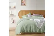 Vintage Design Homewares Pistachio French Linen Quilt Cover Set King