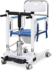 Patient Transfer Chair Hydraulic Patient Lift Wheelchair for Home Transfer Lift W/iv Pole and Desk Tray Steel Transfer Lifter 4-in-1 Bedside Commode Lift Wheelchair