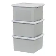 IRIS Storage Bin 18.25"Lx17.25"W Plastic Rectangle Stackable Tote Gray/Clear
