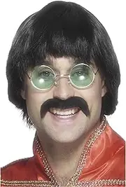 Smiffys Men's 70's Mersey Wig and Tash Short Styled