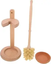 [COLLBATH] 1 Set Toilet Brush Set Black Base Toilet Cleaner and Bowl White Cleaning Toilet Brush Bathroom Scrub Brush Bathroom Cleaner Brush Bathroom Cleaning Brush Khaki Wooden