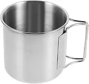 NULYLU Stainless Steel Insulated Camping Mug with Foldable Handle Capacity Outdoor Travel Cup for Hiking Backpacking Fishing and Adventure Durable Stainless Steel Silver