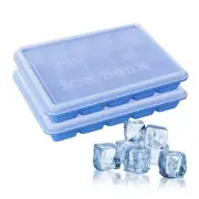 Silicone Ice Cube Trays 2 Pack – Square Ice Cube Mold with Lid for Whiskey,