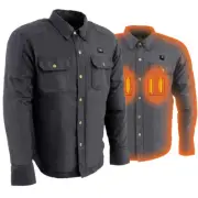 Nexgen Heat NXM1715SET Men's Scorcher Grey Heated Cotton Denim Jacket Shirt for