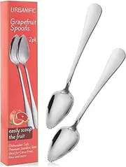 Grapefruit Spoons – Serrated Edge Stainless Steel Spoons to Easily Cut Citrus Fruits like Grapefruit, Oranges & Kiwi – Polished Finish, Dishwasher Safe - 2 Pack