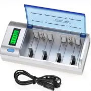 NiMH NiCD AA AAA SC C D Battery Lithium Charger Rechargeable 9V LCD Universal