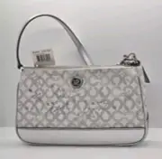 NWT Coach Waverly Snow Queen Top Handle Small Pouch Handbag 44464 Silver White