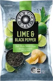 Red Rock Deli Potato Chips Share Pack Lime & Pepper 165g