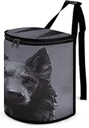 Car Trash Can with Lid Car Trash Bag Leak-Proof Black German Shepherd Printing Car Trash Bin Suitable for Cars Rvs Trucks