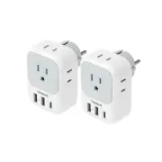 TESSAN 2 Pack Type E F Plug Adapter USB C, Germany France Power Adaptor with...