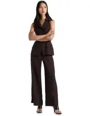 [Cue] Chocolate Plum Viscose Blend Collared Vest