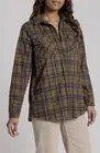Thread & Supply Women Camel/Black Plaid Jasper Flannel Button-Up Tunic Shirt M