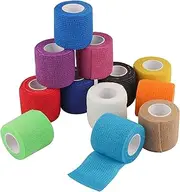 Self Adherent Cohesive Wrap Bandages 2 Inches X 5 Yards, 12 Count, First Aid Tape, Elastic Self Adhesive Tape, Athletic, Sports wrap Tape, Bandage Wrap for Sports, Wrist, Ankle (Rainbow Color)