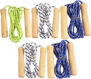 UPKOCH 5PCS Wooden Handle Skipping Rope Portable Exercise Jump Ropes for Home and Outdoor Fitness for Beginners Random Color