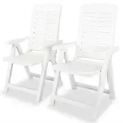 Reclining Garden Chairs 2 pcs Plastic White