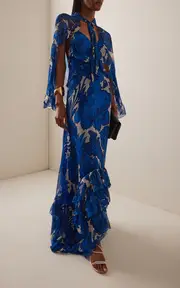 [Etro] Ruffled Silk Chiffon Maxi Dress