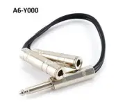 1ft Mono 1/4" Male to Dual Mono 1/4" Female 6.3mm Y-Splitter Cable, A6-Y000