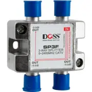 DOSS SP3F 3 Way 'F' Splitter or Combiner DC Pass Through 2.4Ghz High Quality