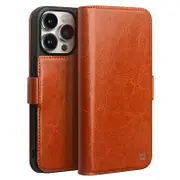 For iPhone 14 Pro Max Genuine Cow Leather Wallet Case Stand Flip ic Phone Cover