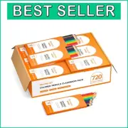 720 Bulk Colored Pencils - 12 Vibrant Colors, Pre-Sharpened & Break-Resistant
