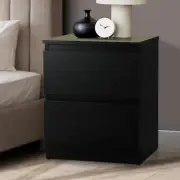 Bed Side Table with 2 Drawers Black Bedside Table Side End Table