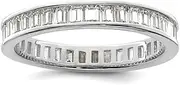 [JewelryWeb] 925 Sterling Silver Polished Rhodium Plated Channel Set CZ Simulated Diamond Band-Band Style Ring for Women and Men