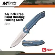 Mtech 7.6" Hunting Outdoor Portable Fixed Blade Blue Folding Knife Mt-1022bl