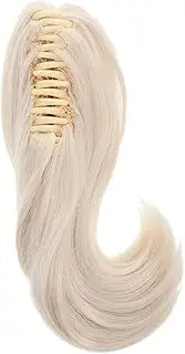 WEKADRIN Old Lady Wig Accessory White Faux Hairpiece Heat-resistant Ponytail Clip Large Claw Clips Stylish for Women