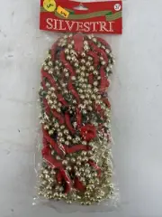 Vintage Silvestri 9 Feet Red, Gold & Black Plastic Flat Bead Christmas Garland