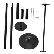 Spinning Static Dance Pole Portable Removable Adjustable 45mm Black-Round