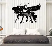 Wall Vinyl Decal Unicorn Pegasus with Wings Dream Big Home Decor z4721